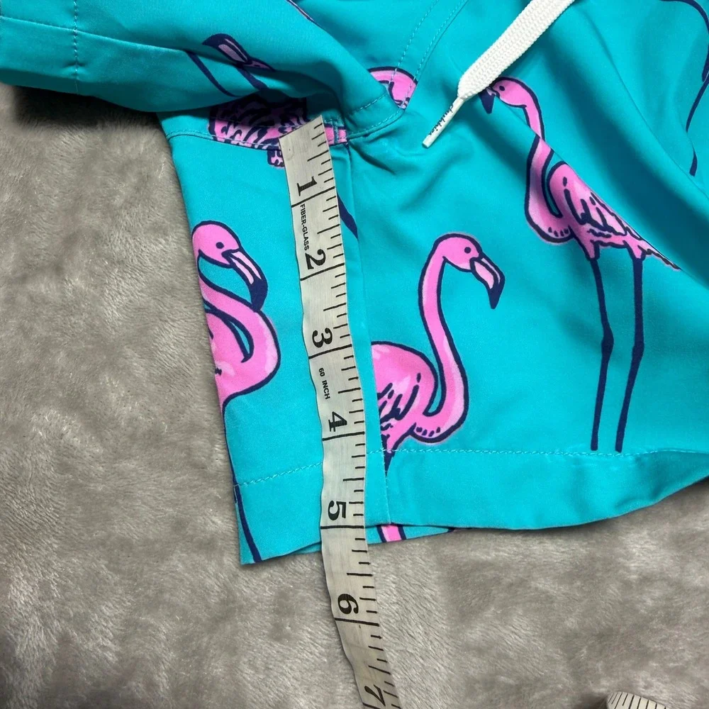 Chubbies Mens Teal Pink Flamingo Print Swim Trunks 5.5 Inch Inseam Medium